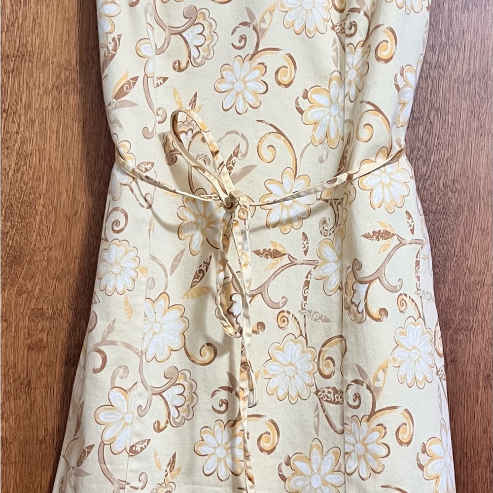 Floral Beige Dress with Tie Waist